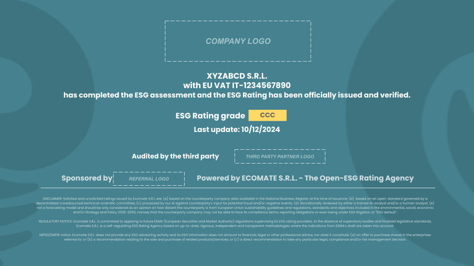 ESG Verify Ecomate - Output